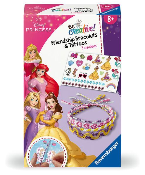 Ravensburger BeCreative 23963 Bastelset Freundschaftsbändchen & Tattoos Disney Prinzessinnen, DIY für Kinder ab 8 Jahren