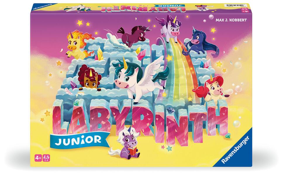 Ravensburger® 23046 - Einhorn Junior Labyrinth - Familienklassiker für die Kleinen, Spiel für Kinder ab 4 Jahren - Gesellschaftspiel geeignet für 2-4 Spieler, Junior-Ausgabe mit Einhorn-Thema