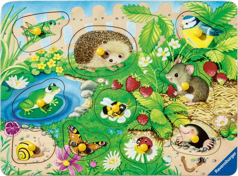 Ravensburger Kinderpuzzle 12004040 - Meine Gartenfreunde - my first wooden puzzle mit 10 Teilen - Puzzle für Kinder ab 2 Jahren - Holzpuzzle