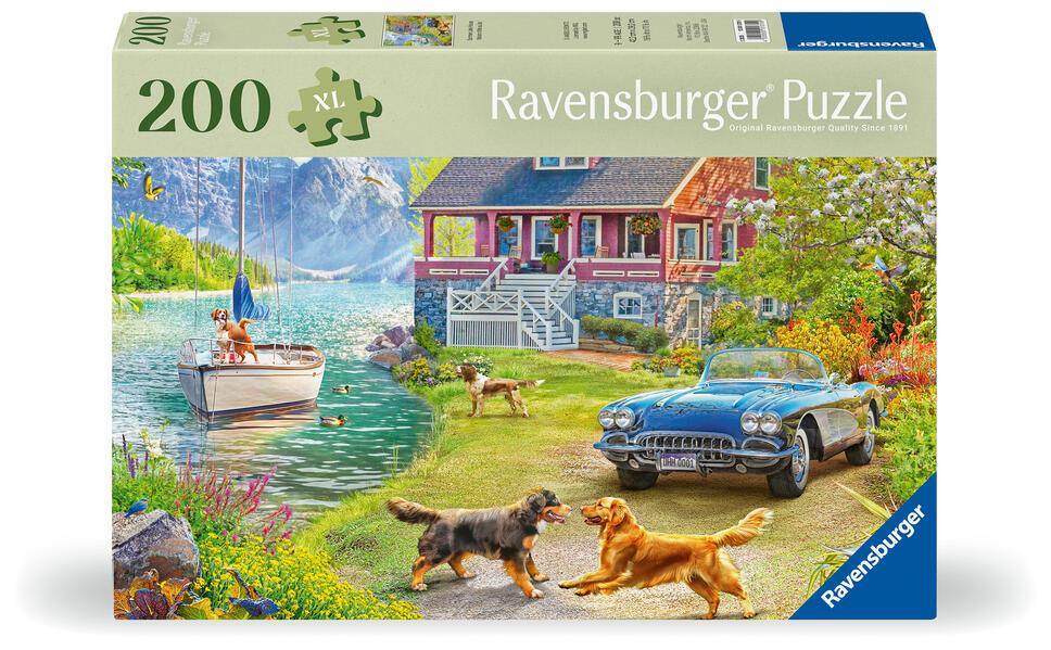 Ravensburger Puzzle 12001370 - Sommerhaus am See - 200 Teile Puzzle für ältere Menschen und Senioren, mit größeren, griffigen Puzzleteilen, großer Bildvorlage und mit stabiler Unterlage zum Puzzeln