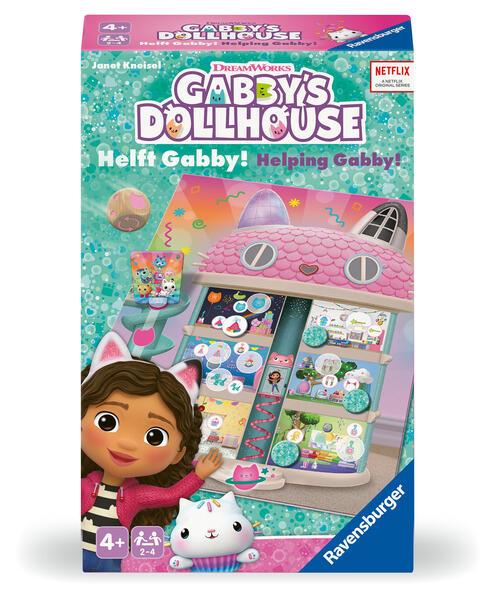 Ravensburger 24724 - Gabby s Dollhouse - Helft Gabby! - Mitbringspiel für 2-4 Spieler ab 4 Jahren mit Gabby und ihren geliebten Kätzchen aus der Kinderserie Gabby's Dollhouse