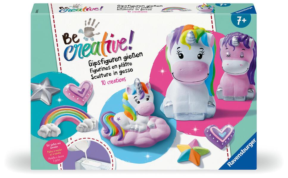 Ravensburger 25531 BeCreative Bastelset Gipsgießen Einhorn, DIY für Kinder ab 7 Jahren