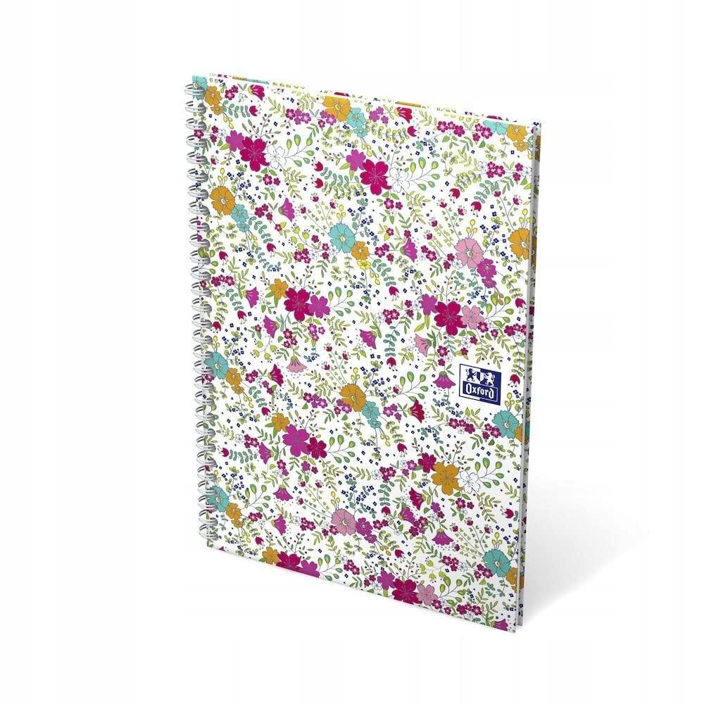 Oxford GO Floral Spiralbuch A5, liniert 7 mm, Softcover mit Soft Touch Finish, weiße Doppelspirale, 60 Blatt, Optik Paper, SCRIBZEE-kompatibel, 1 Stück sortiert