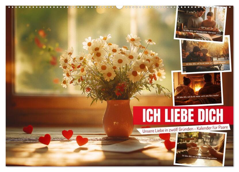 ICH LIEBE DICH - Unsere Liebe in zwölf Gründen (Wandkalender 2025 DIN A2 quer), CALVENDO Monatskalender