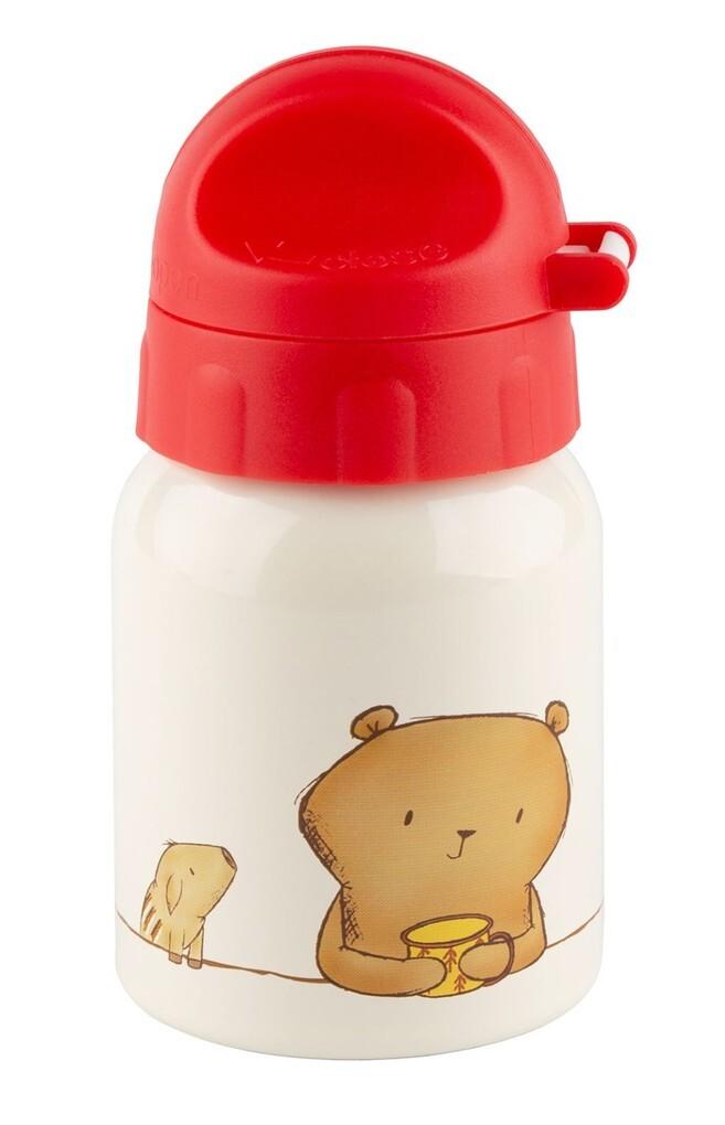 Sigikid 52928 - Trinkflasche Mister O'Lui, Motiv: Biberbär, Edelstahl 250 ml, Höhe: 12,5 cm