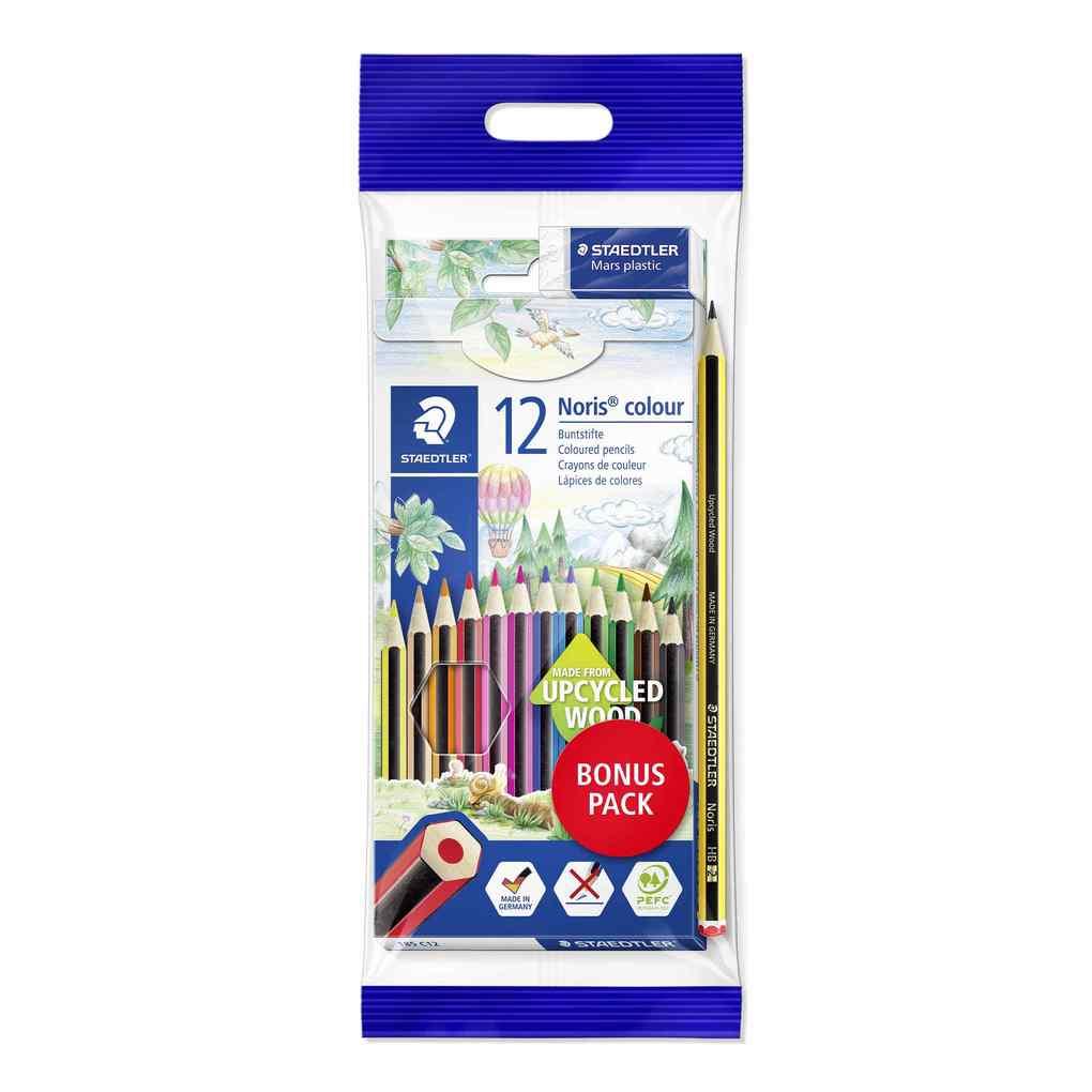 STAEDTLER Buntstifte Noris colour 185, 12 Buntstifte, 1 Bleistift, 1 Radierer