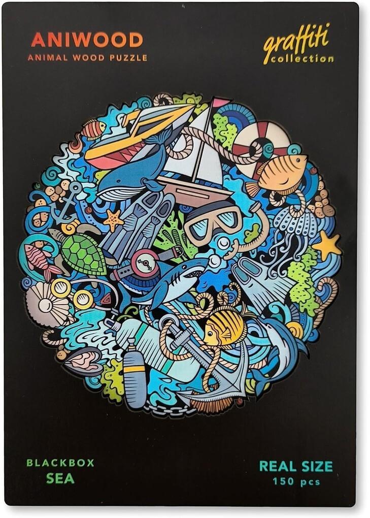 BestSaller J7407M - Aniwood Puzzle, Graffiti Collection, Sea, Holz-Puzzle, 150 Teile, Meer Mandala