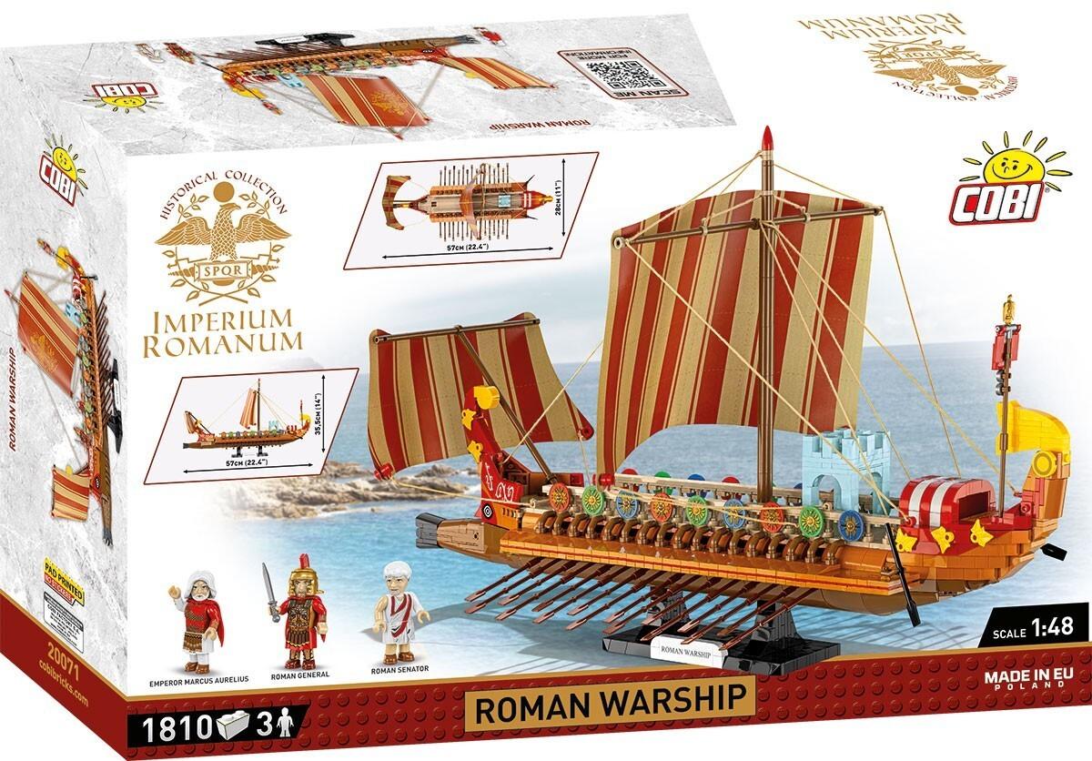 COBI Imperium Romanum 20071 - Roman Warship, Römisches Kriegsschiff, Bausatz, 1810 Klemmbausteine/3 Figuren