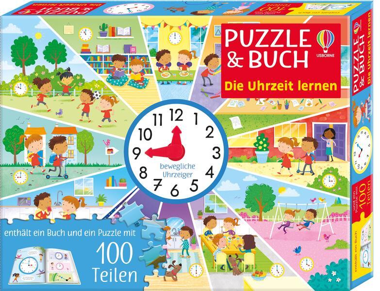 Puzzle & Buch: Die Uhrzeit lernen