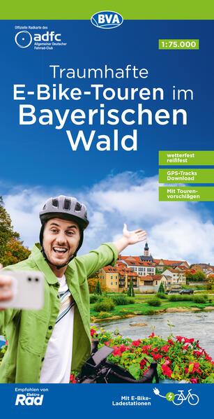 ADFC-Regionalkarte Traumhafte E-Bike-Touren im Bayerischen Wald, 1:75.000, mit Tagestourenvorschlägen, reiß- und wetterfest, GPS-Tracks Download