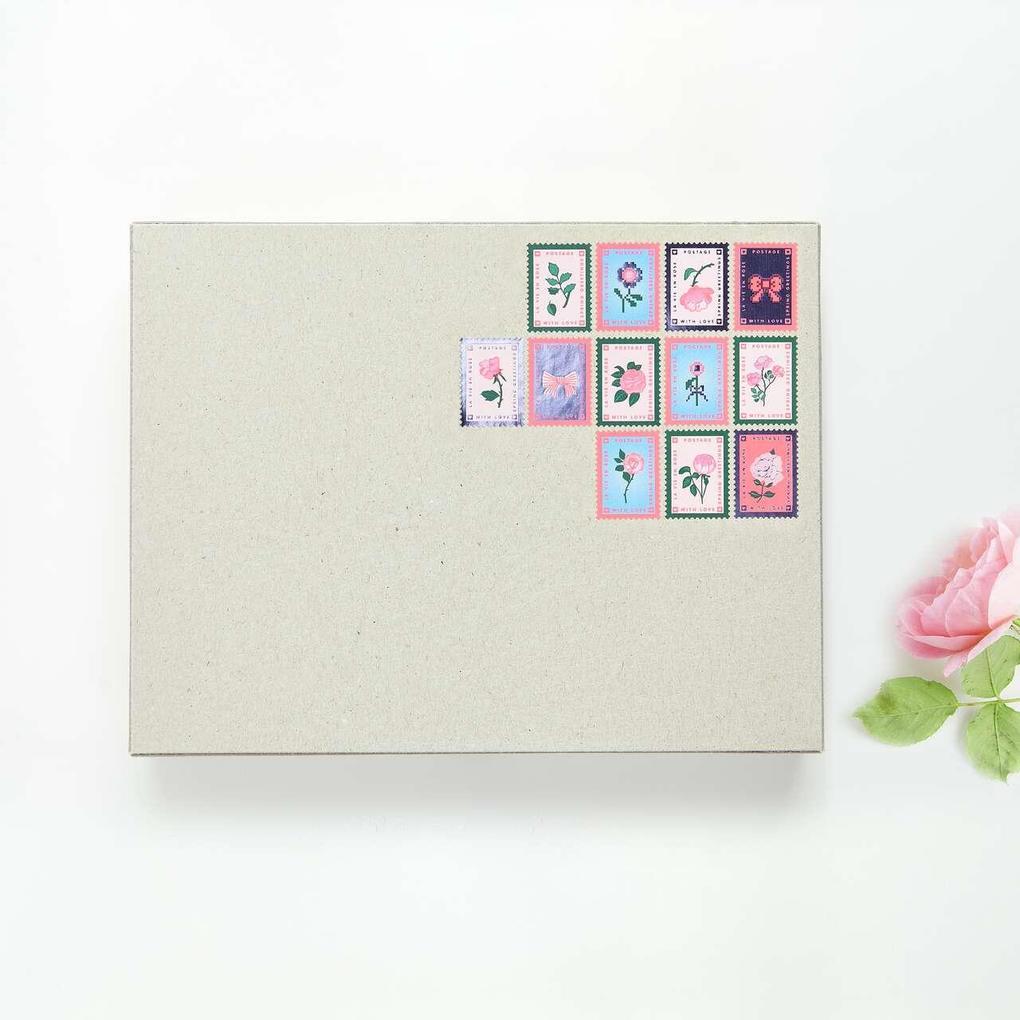 Mini Sticker La vie en Rose, Briefmarken FSC MIX, 120 Stk