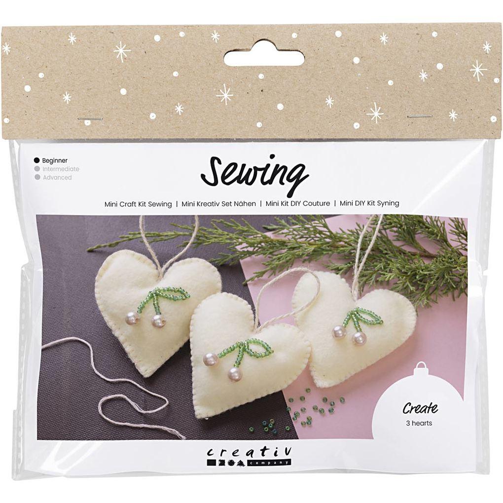 Creativ Company Mini Kreativ Set Nähen, Herzen, Creme