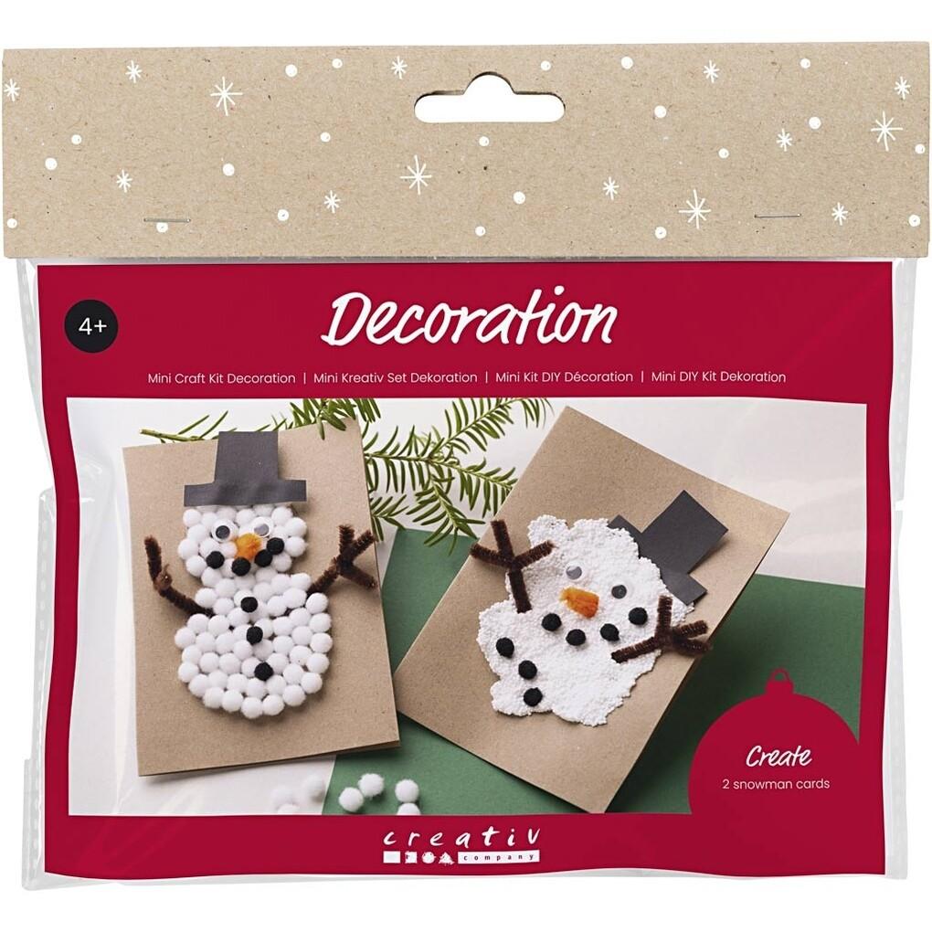 Creativ Company Mini Kreativ Set Dekoration, Weihnachtskarten mit Schneemann, Schwarz, Braun, Mittelorange, Weiß