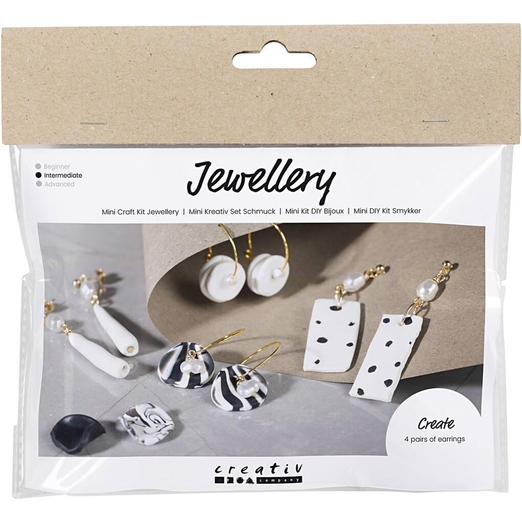 Creativ Company Mini Kreativ Set Schmuck, Ohrringe, Schwarz, Weiß