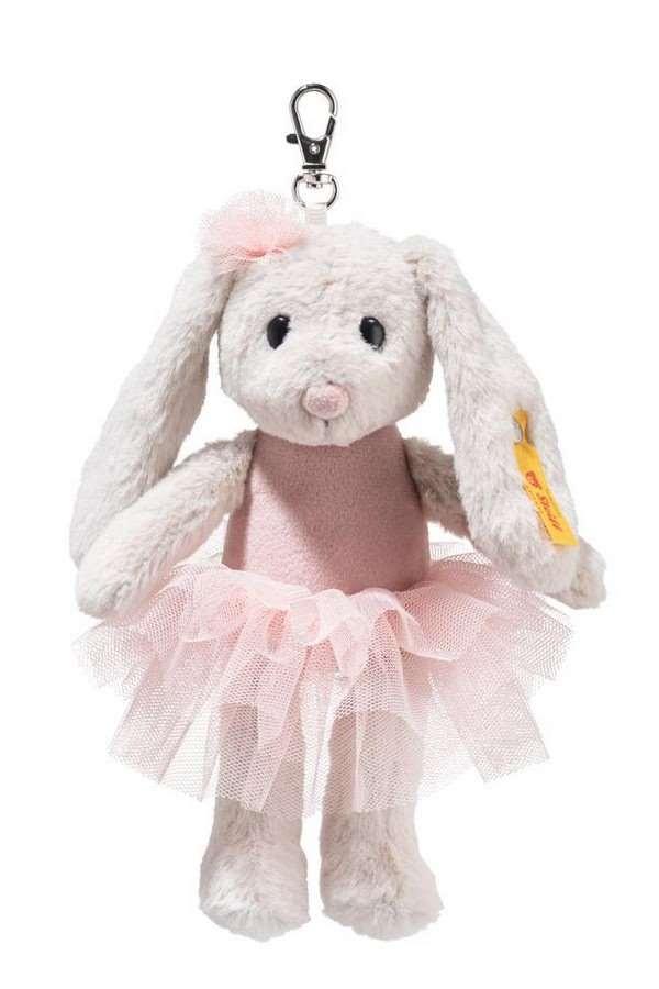 Steiff 112614 - Anhänger Hoppie Balletthase, weiß/rosa, Plüsch-Schlüsselanhänger, 16 cm