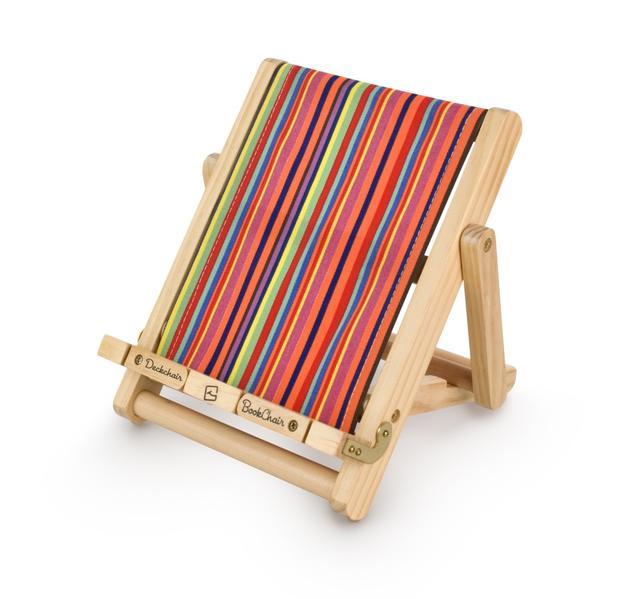 Bookchair (Medium) | Bunt gestreift | Buchständer aus Holz | Leseständer | Für Bücher, E-Reader und Tablets | Lesehilfe | Tablethalter | freihändig Lesen | aktives Sitzen | ergonomisches Lesen | Geschenk für Leser & Buchliebhaber