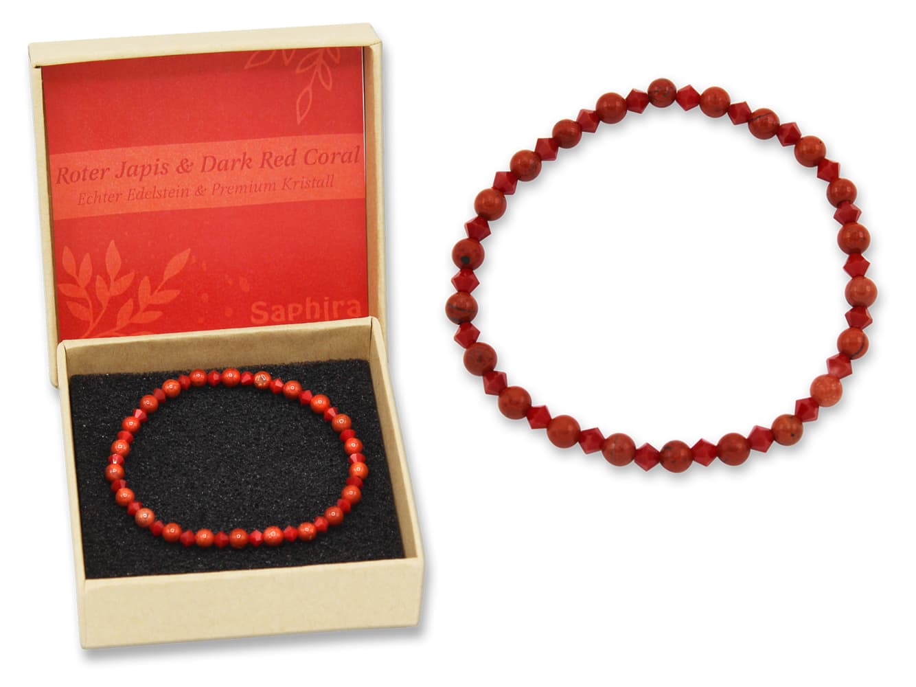 Jaspis rot Saphira Edelsteinarmband