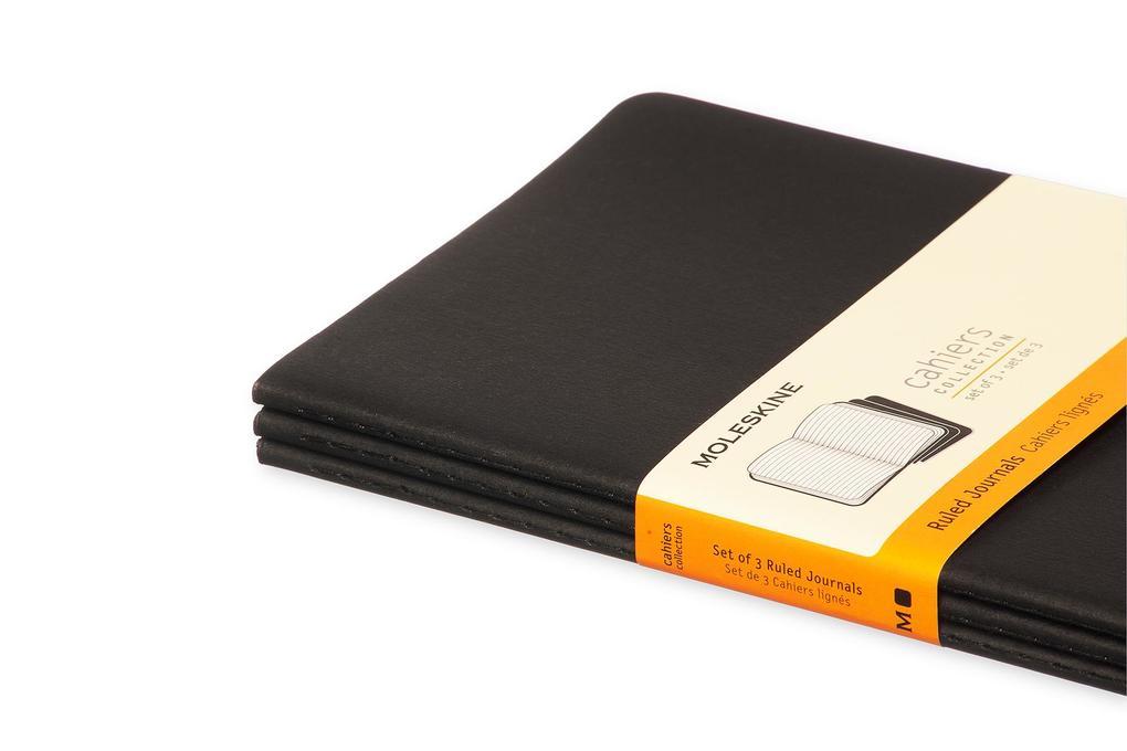 Moleskine Cahier large liniert schwarz DIN A5. 3er Pack