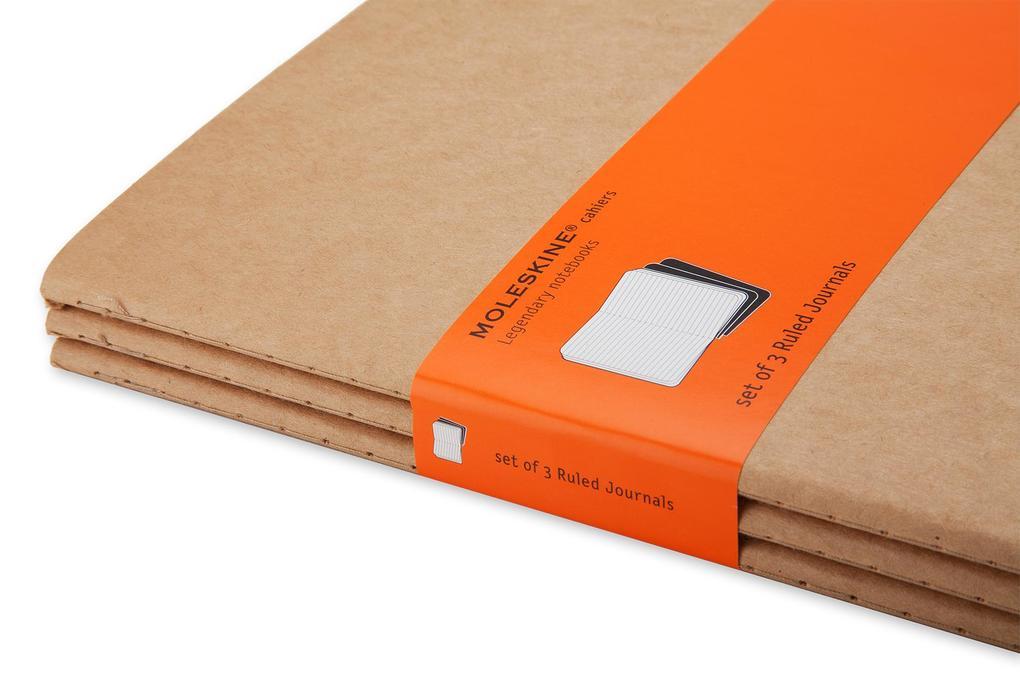 Moleskine Cahier large liniert packpapierbraun DIN A5. 3er Pack