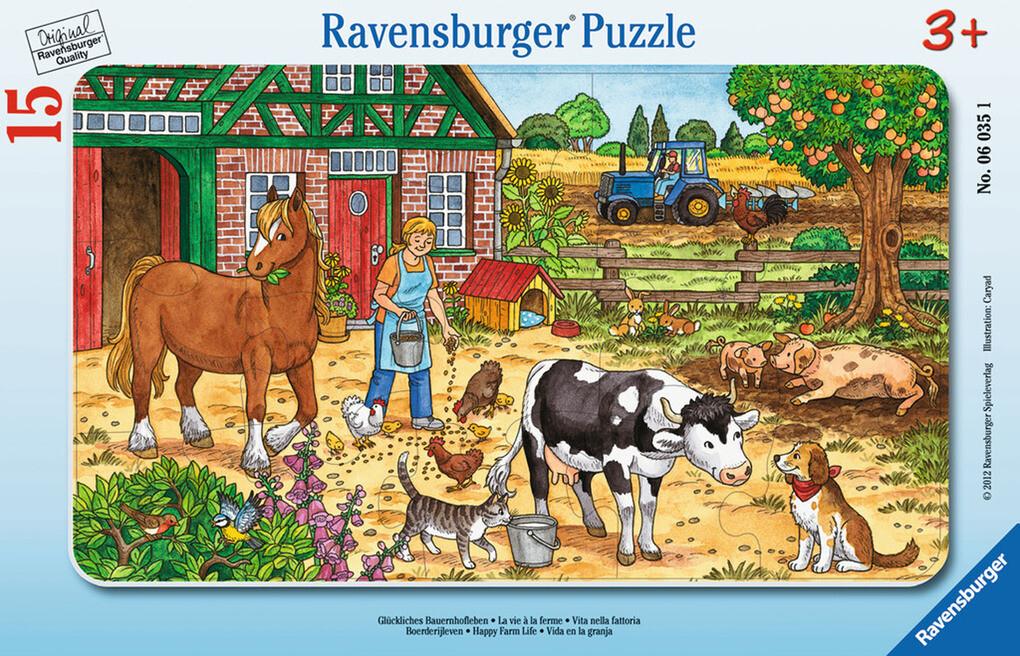 Glückliches Bauernhofleben. 15 Teile Rahmenpuzzle