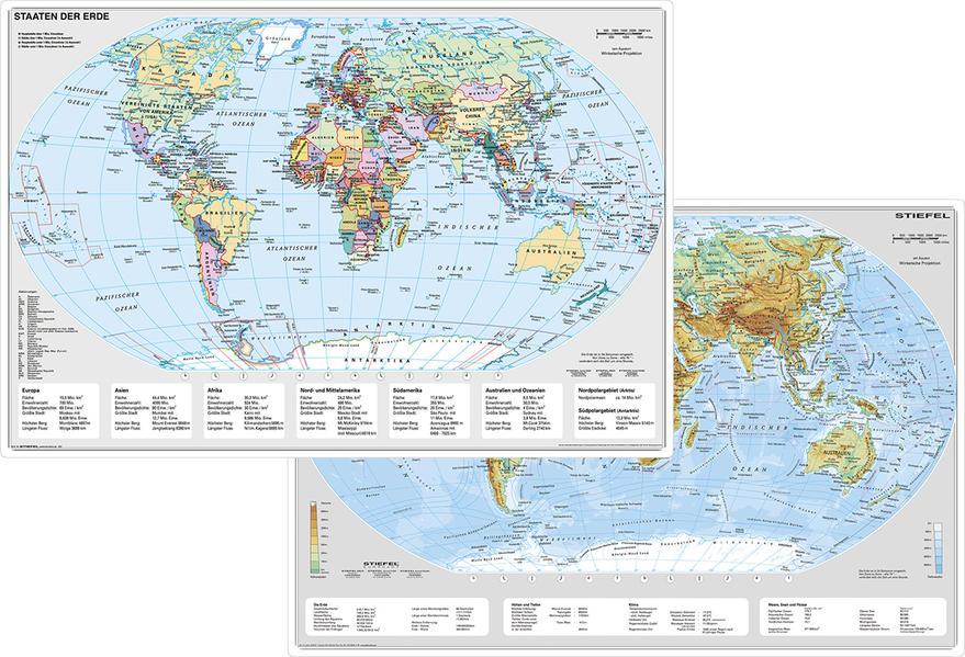 Erde physisch/politisch DUO-Schreibunterlage