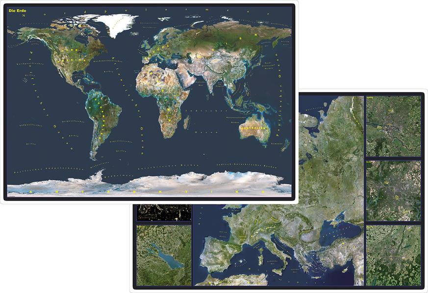 Stiefel Die Erde. Stiefel Satellitenbild Europa, DUO-Schreibunterlage. Stiefel Satellitenbild Europa