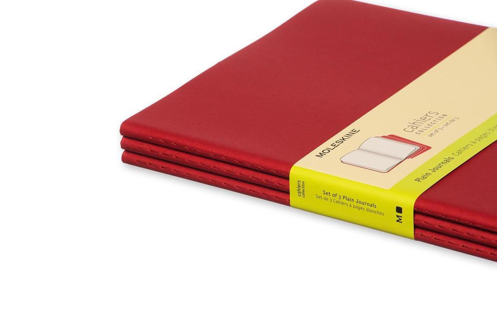 Moleskine Cahier Pocket Plain Red Cover XL. 3er Pack