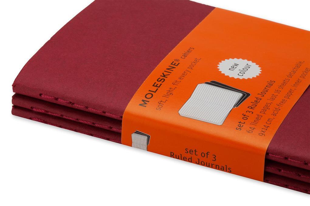 Moleskine Cahier Pocket Ruled Red Cover L. 3er Pack