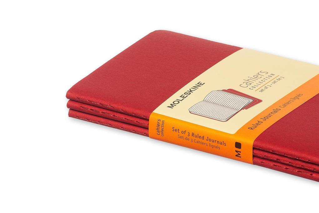 Moleskine Cahier Pocket Ruled Red Cover P. 3er Pack