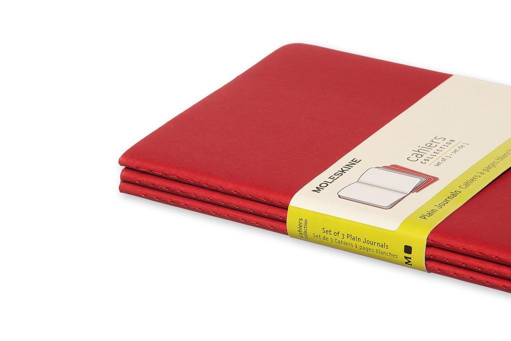 Moleskine Cahier Pocket Plain Red Cover L. 3er Pack