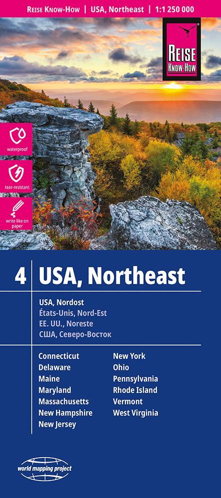 Reise Know-How Landkarte USA, Nordost / USA, Northeast (1:1.250.000) : Maine, Maryland, New York, Ohio, West Virginia, ...