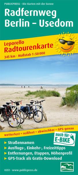 PublicPress Radwanderkarte Radfernweg Berlin - Usedom, 17 Teilktn.