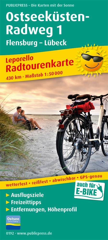 Ostseeküsten-Radweg 1. Flensburg - Lübeck 1 : 50 000