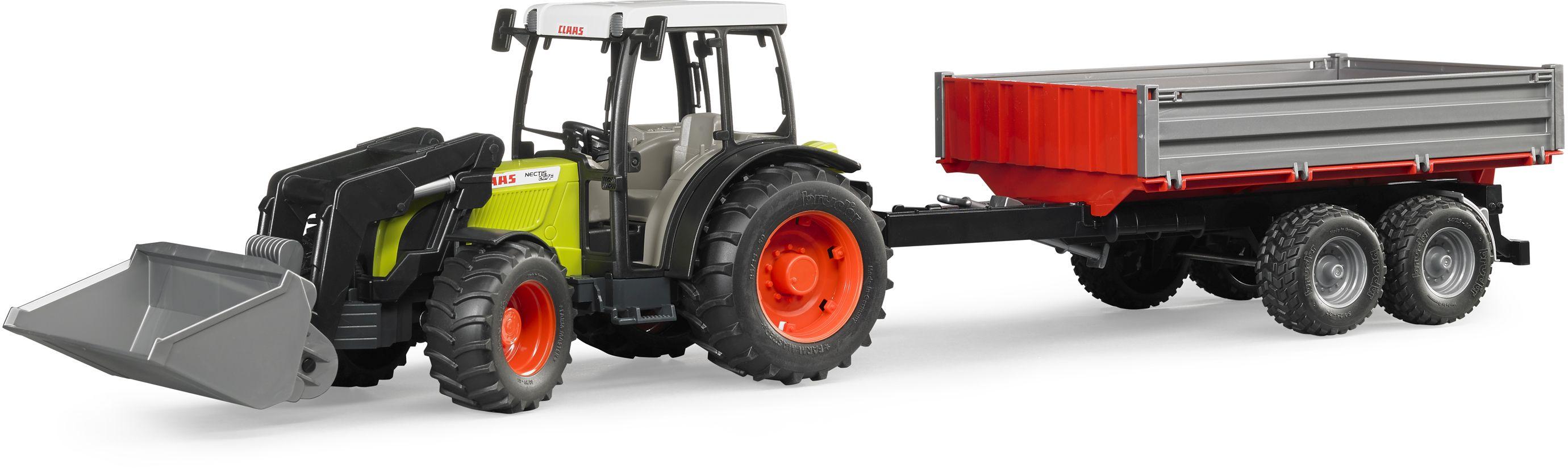 Bruder - Claas Nectis 267 F mit Frontlader und Bordwandanhänger