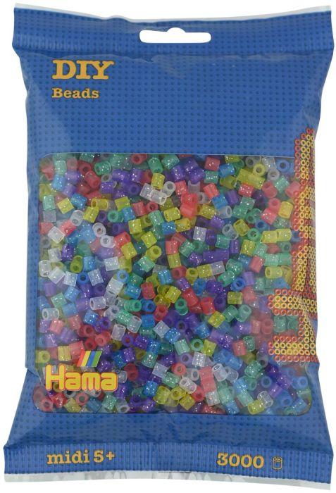 Hama - Bügelperlen im Beutel, ca 3000 Stck, Glittermix