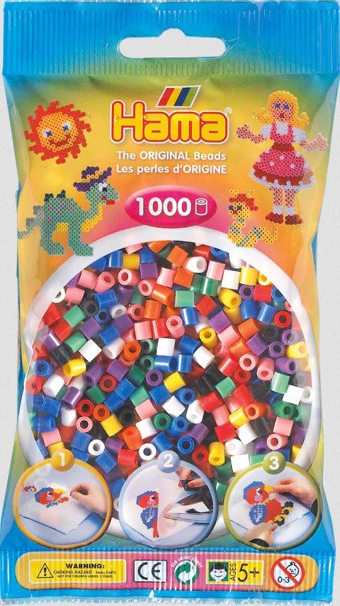 Hama - Perlenbeutel 1000 Stück Mix, 10 Farben