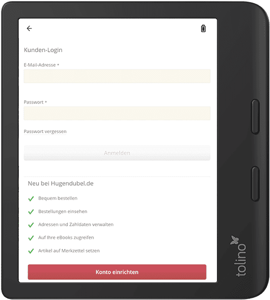 tolino eReader anmelden