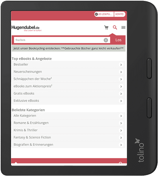 eBooks einfach kaufen auf Ihrem tolino eReader