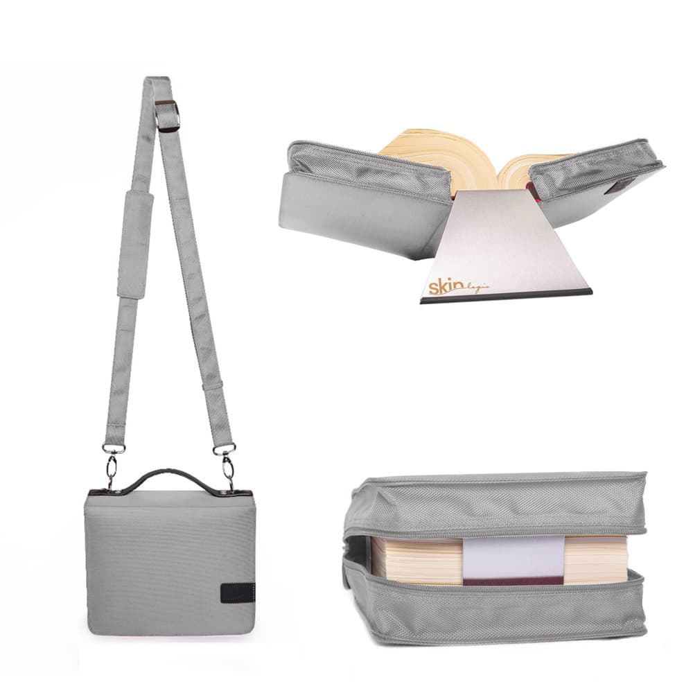 SchönfelderSkin, (Nylon-Leder) silverstone (steingrau) mit Alu-Buchstütze