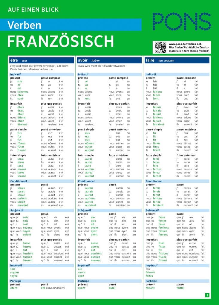 PONS Verben auf einen Blick Französisch