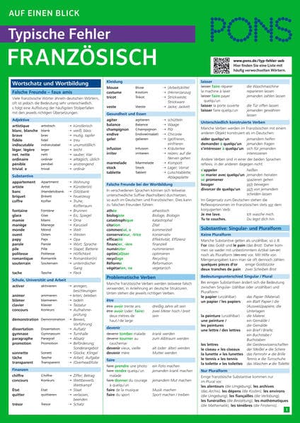 PONS Auf einen Blick Typische Fehler Französisch