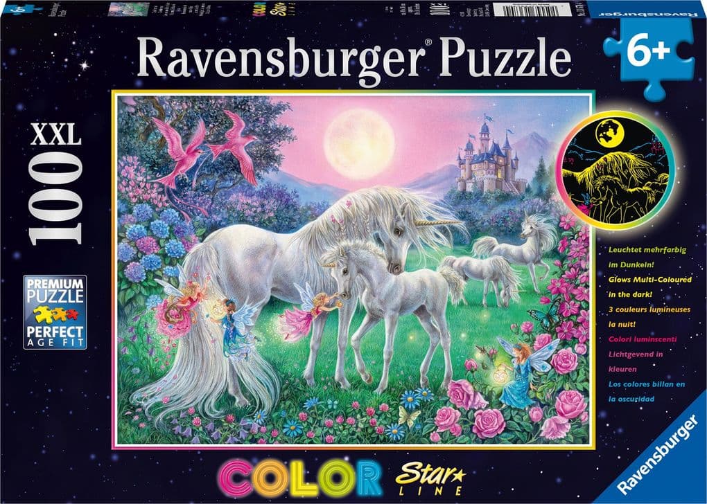 Einhörner im Mondschein. Color Star Line Puzzle 100 Teile XXL