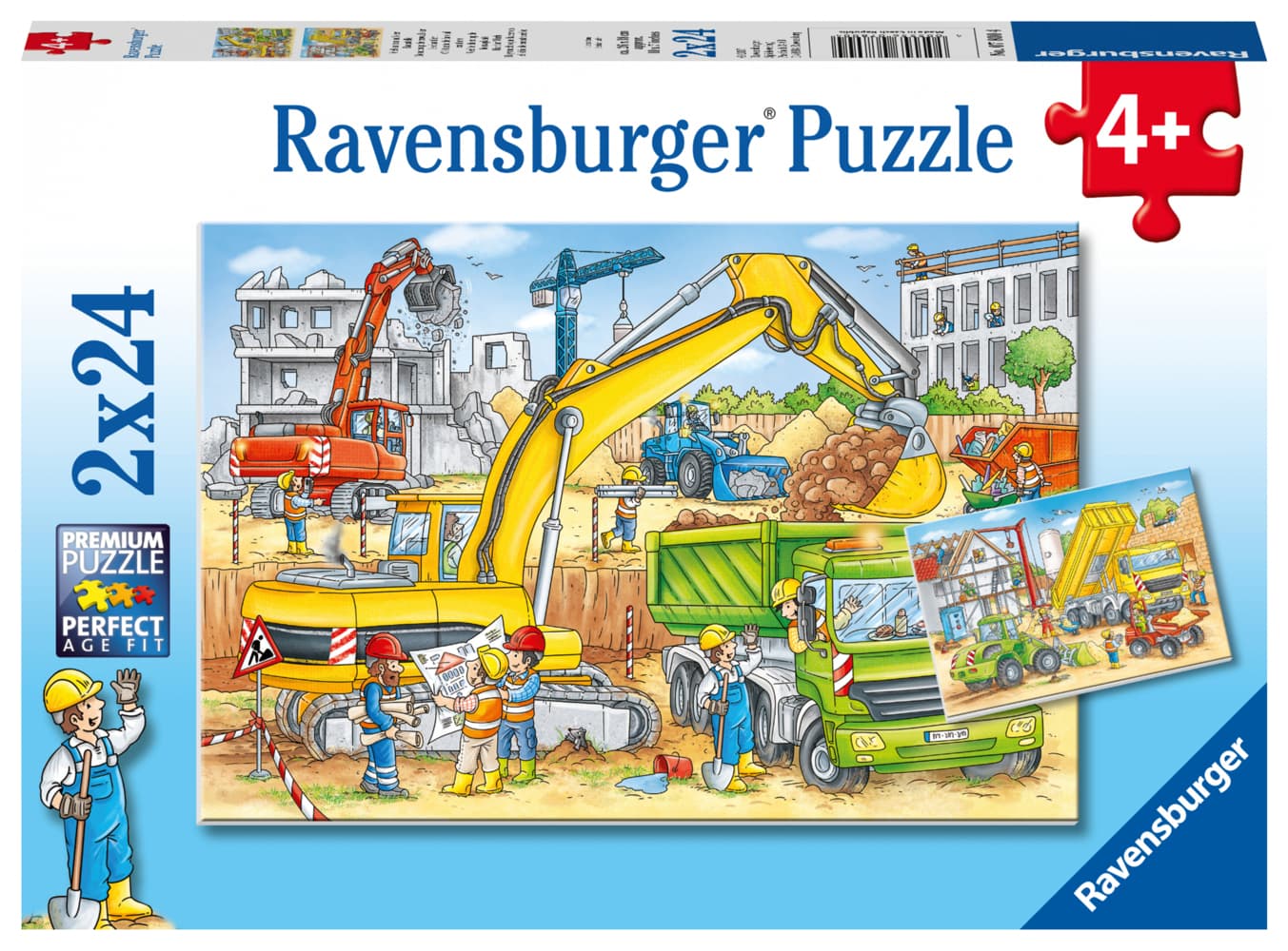 Viel zu tun auf der Baustelle. Puzzle 2 x 24 Teile