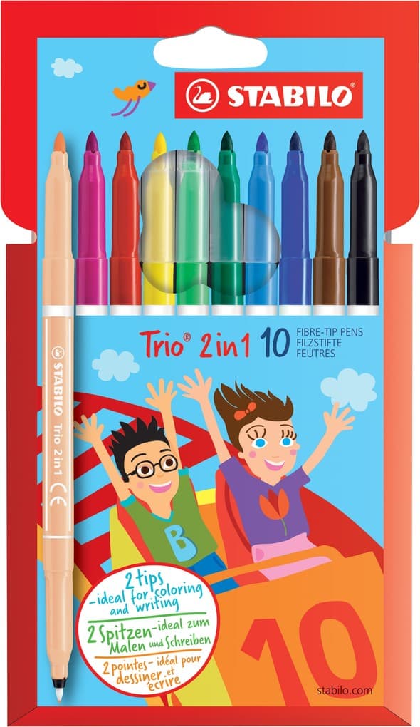 STABILO Filzstifte und Fineliner Trio 2in1 10er Set