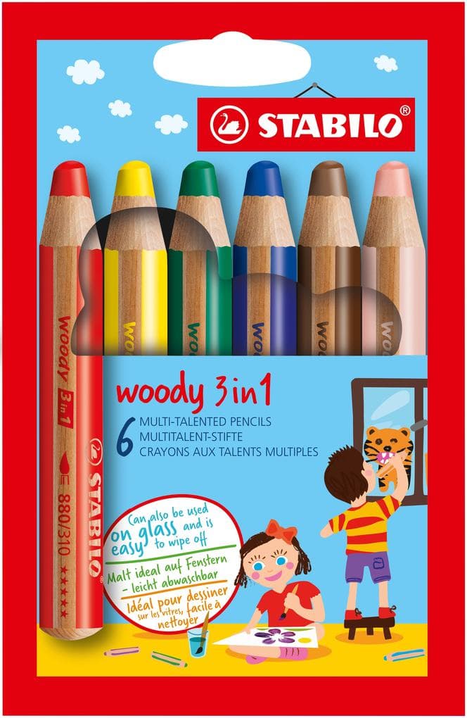 STABILO Buntstifte woody 3in1, 6er Set
