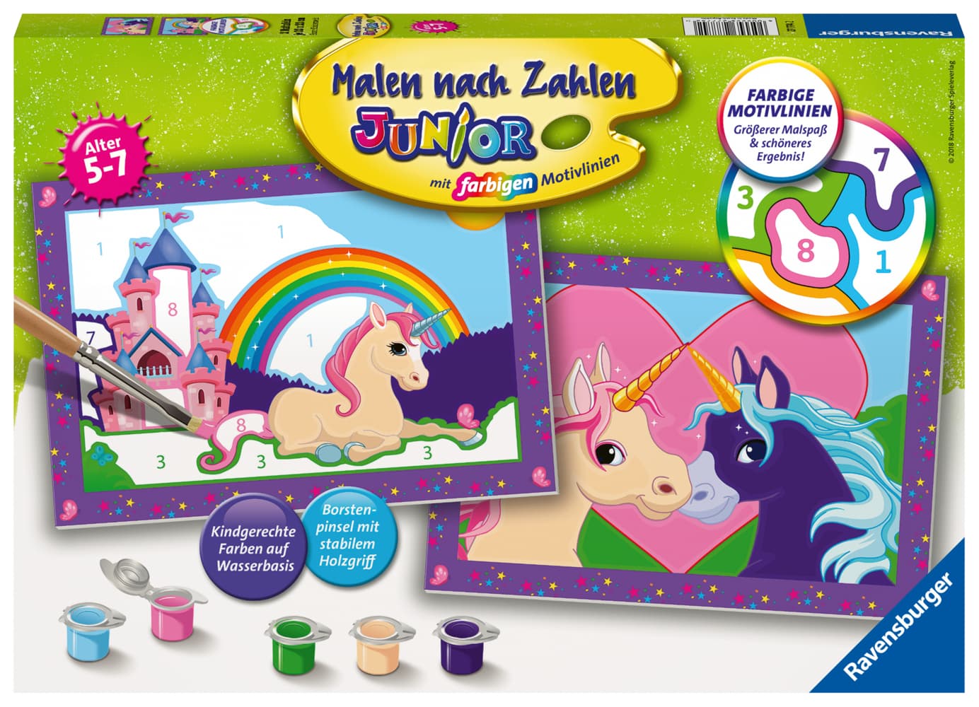 Bunte Einhornwelt Malen nach Zahlen Junior