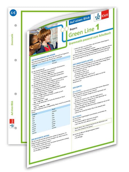 Green Line 1 Bayern Klasse 5 - Auf einen Blick. Grammatik passend zum Schulbuch - Klappkarte (6 Seiten)