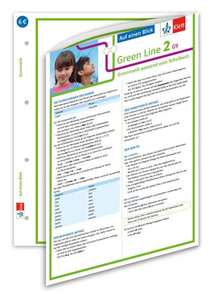 Green Line 2. Auf einen Blick: G9. Klasse 6. Grammatik passend zum Schulbuch - Klappkarte (6 Seiten)