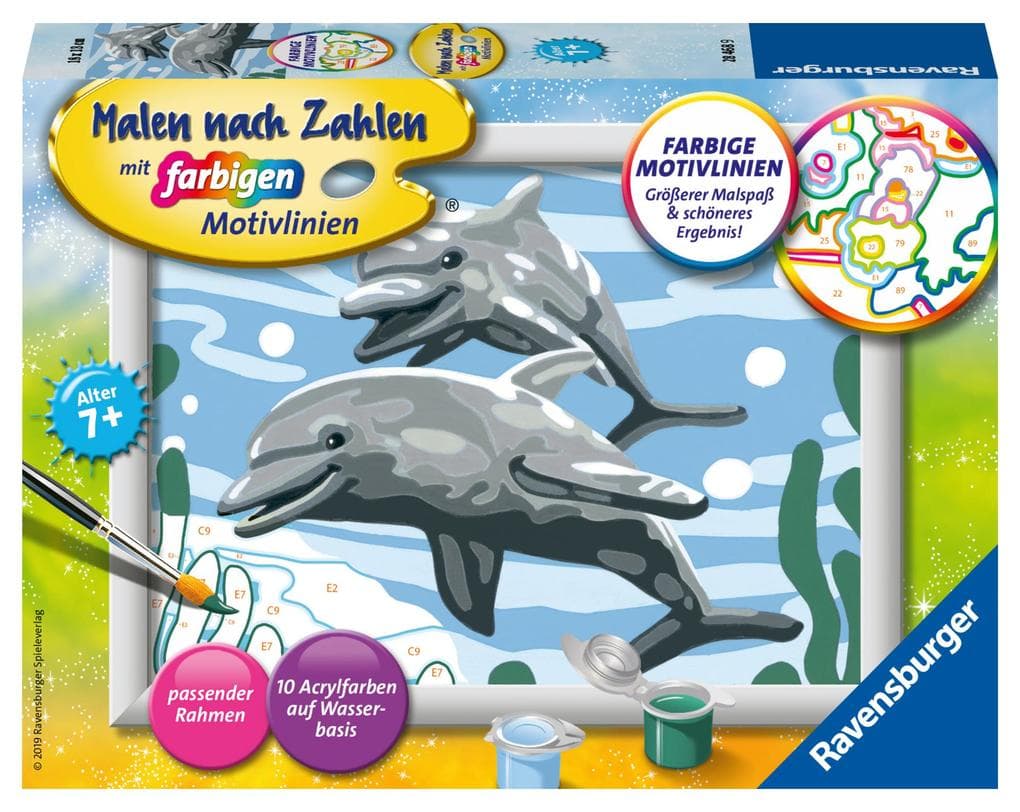 Malen nach Zahlen. Freundliche Delfine