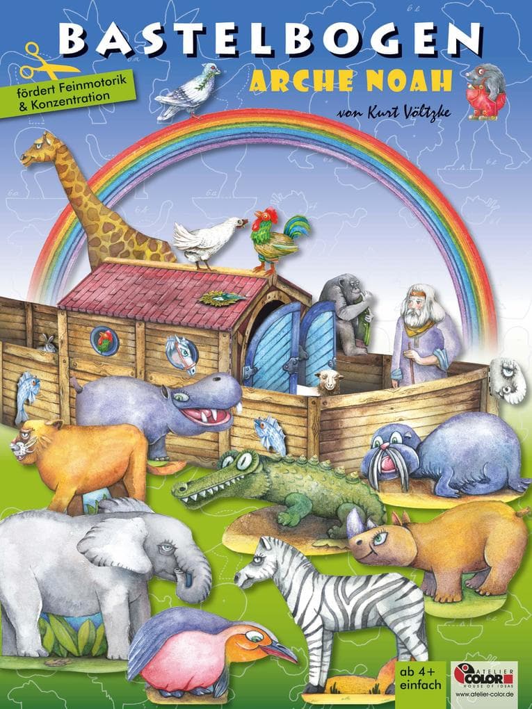 Arche Noah basteln aus Papier Bastelbogen Ausschneidebogen
